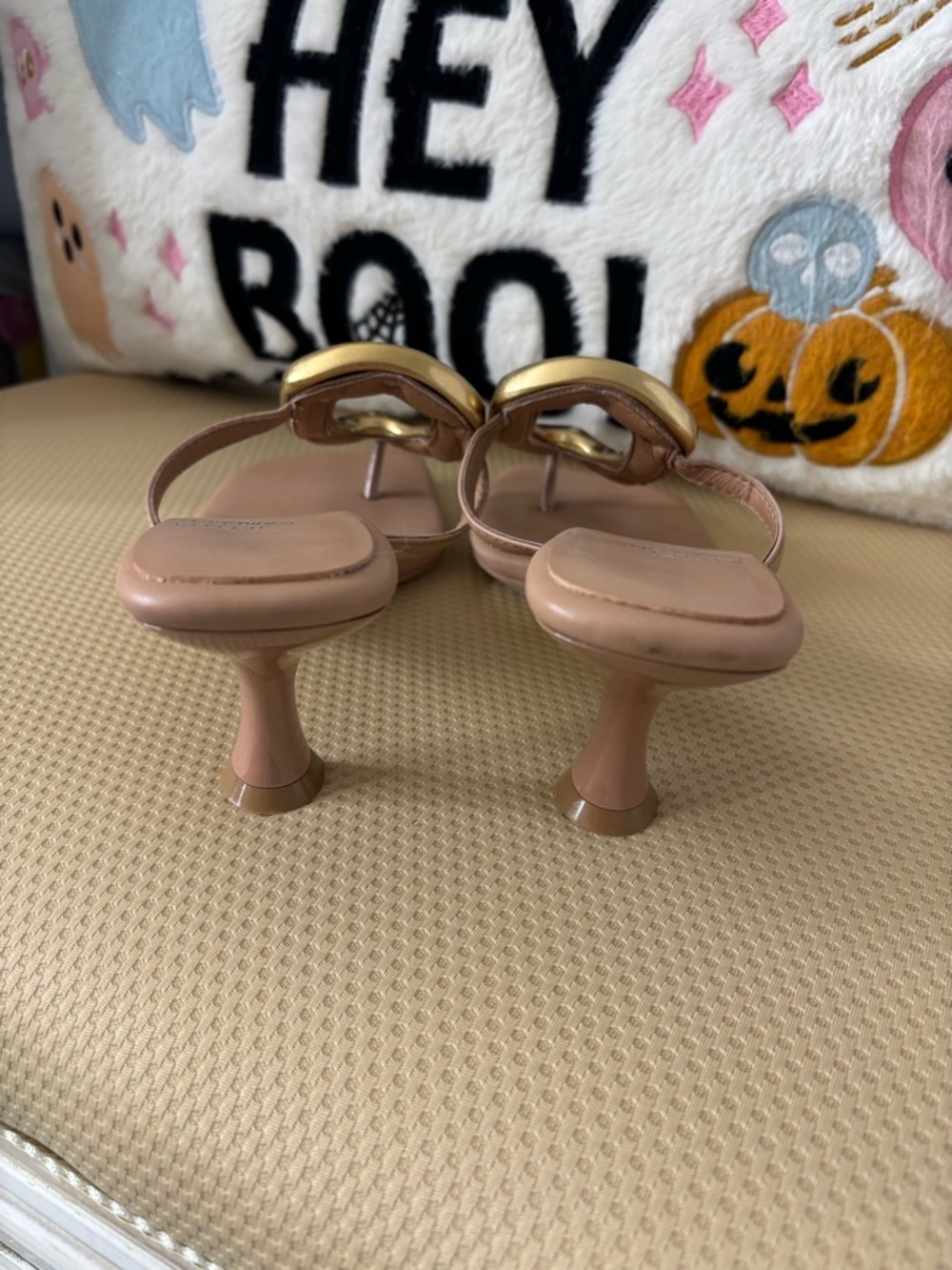 Jeffrey Campbell Nude Sandals with Gold Accent - Picture 6 of 6